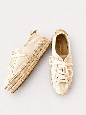 Tory Burch Seaside Oxford Espadrille Canvas Platform Sneakers 9.5